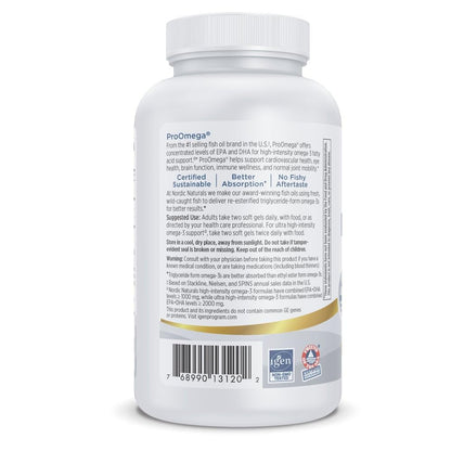 Nordic Naturals ProOmega, Lemon Flavor - 180 Soft Gels - 1280 mg Omega-3 - High-Potency Fish Oil with EPA & DHA - Promotes Brain, Eye, Heart, & Immune Health - Non-GMO - 90 Servings - Nirvana Guru