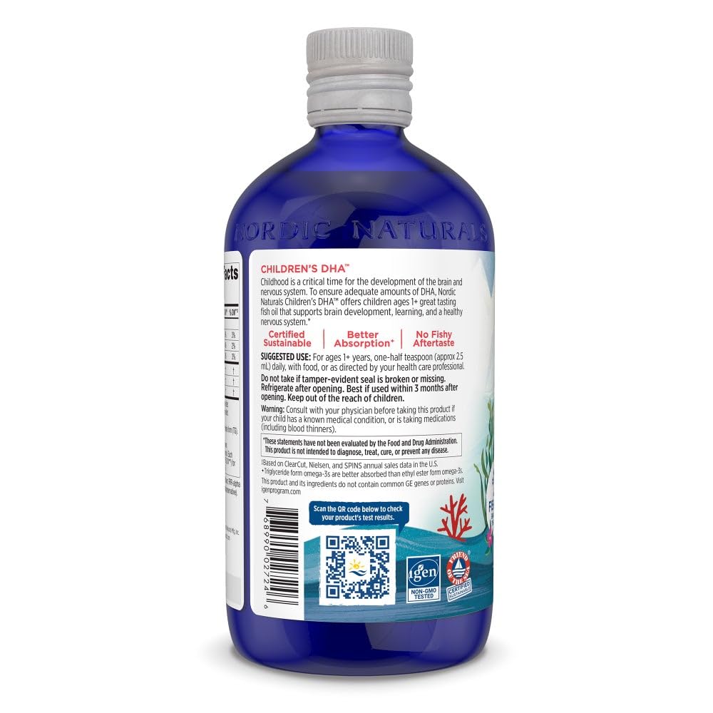 Nordic Naturals Children’s DHA, Strawberry - 16 oz for Kids - 530 mg Omega-3 with EPA & DHA - Brain Development & Function - Non-GMO - 192 Servings - Nirvana Guru