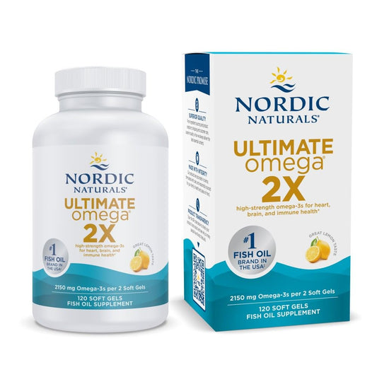 Nordic Naturals Ultimate Omega 2X, Lemon Flavor - 60 Soft Gels - 2150 mg Omega-3 - High-Potency Fish Oil with EPA & DHA - Promotes Brain & Heart Health - Non-GMO - 30 Servings - Nirvana Guru