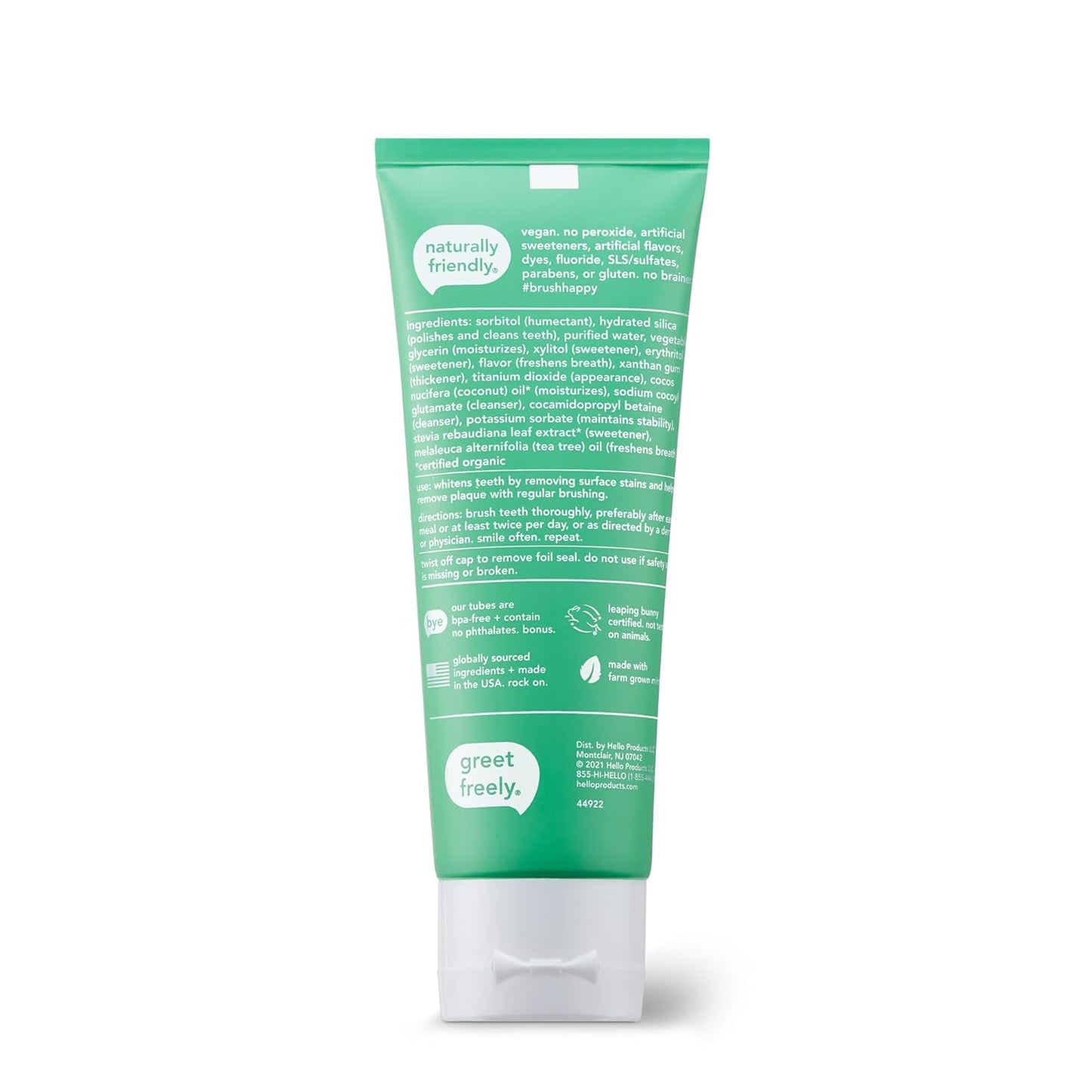 hello Super Fresh Fluoride Free Toothpaste, Toothpaste for Bad Breath, Helps Remove Surface Stains, Natural Spearmint, 3 Pack, 4.7 Oz Tubes Nirvana Guru