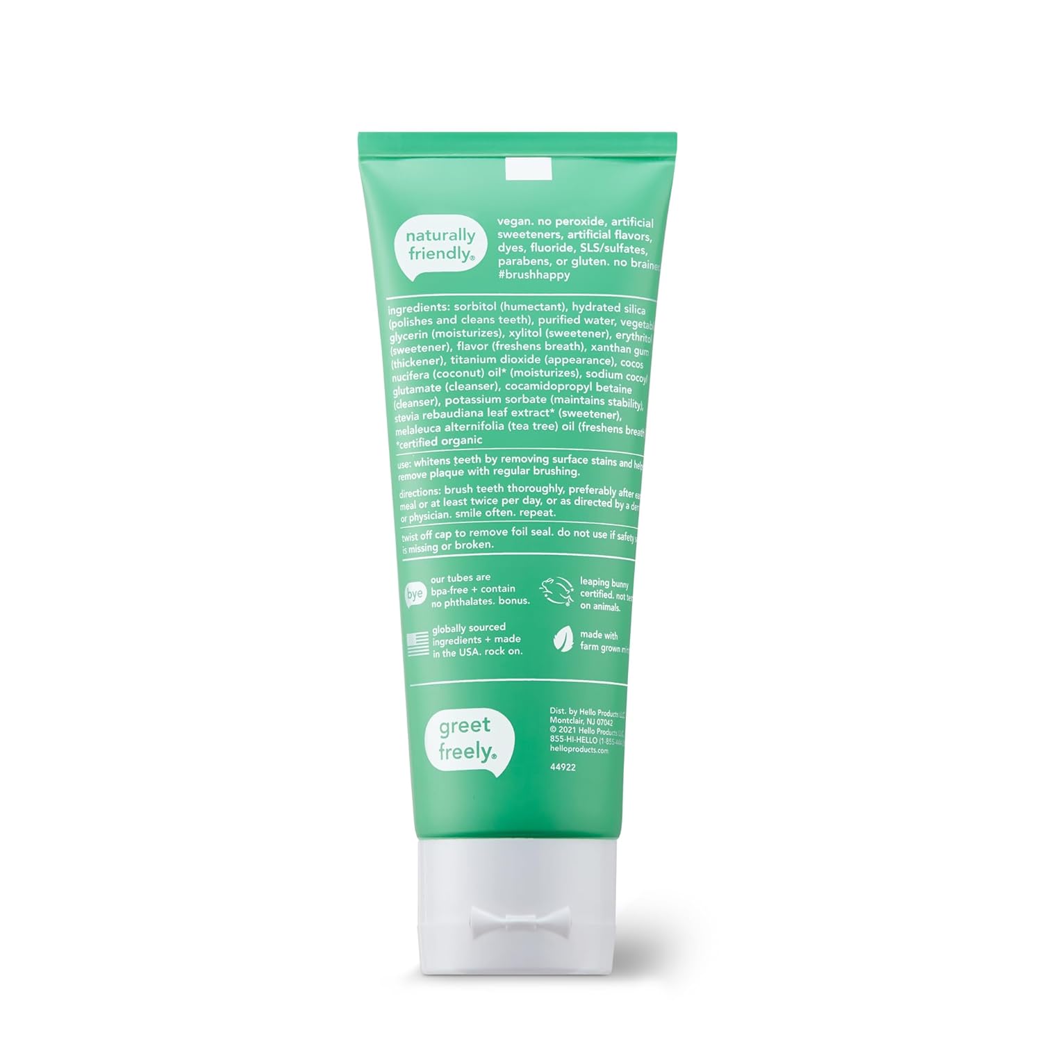 hello Super Fresh Fluoride Free Toothpaste, Toothpaste for Bad Breath, Helps Remove Surface Stains, Natural Spearmint, 3 Pack, 4.7 Oz Tubes Nirvana Guru