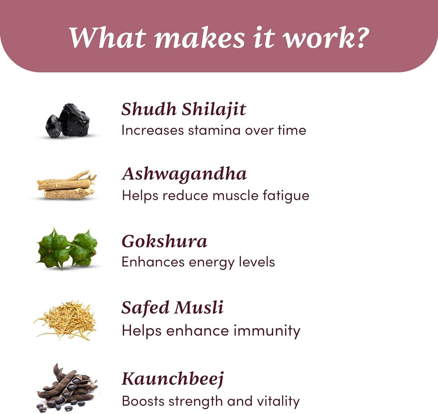 Pure Himalayan Shilajit Ashwagandha, Gokshura, Safed Musli & Kesar Capsules | 20 Natural Herbs | 60 Tablets Nirvana Guru