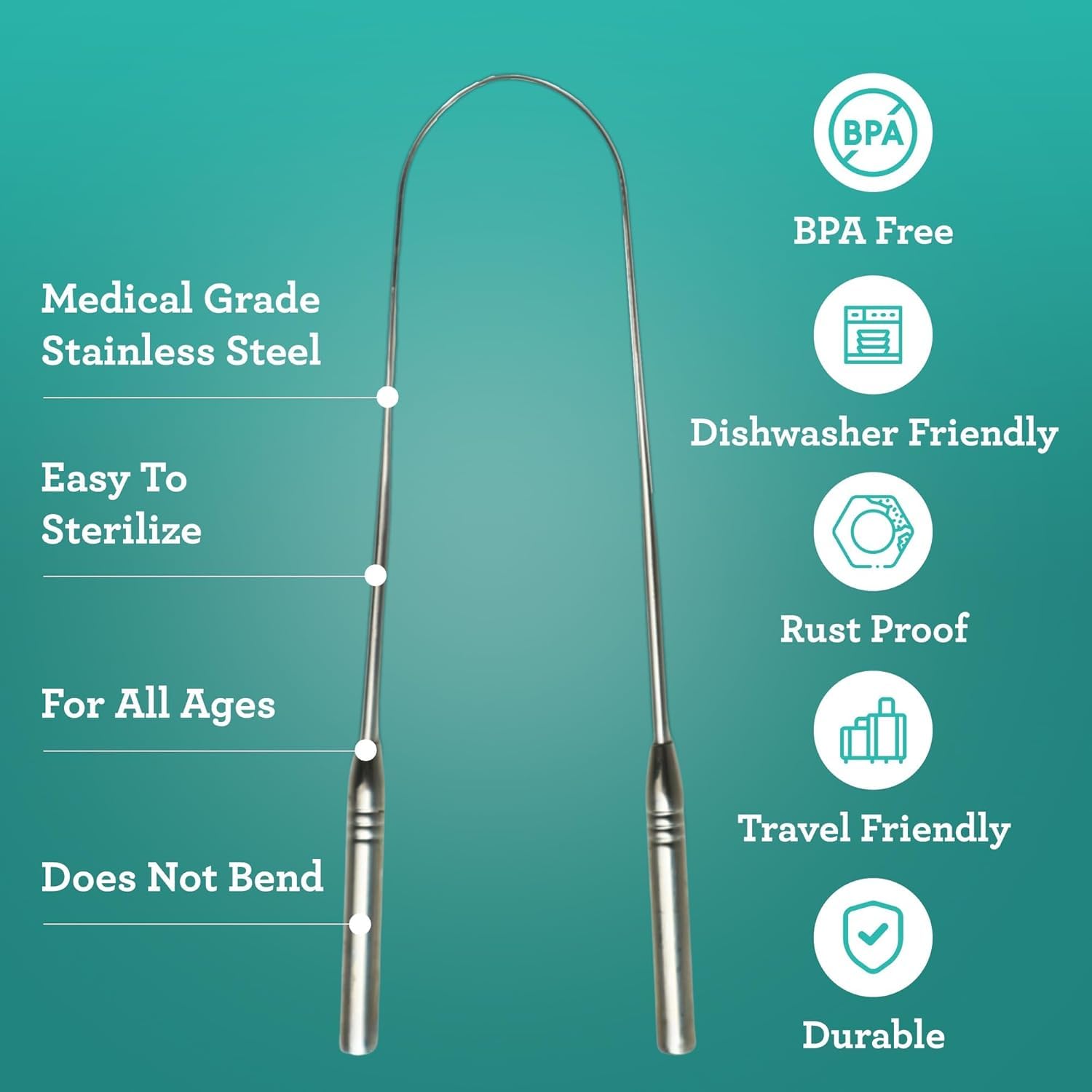 GuruNanda Tongue Scraper for Adults (2 Pack) with Travel Case, 420 Medical-Grade 100% Stainless Steel Tongue Cleaner, Aids in Fresh Breath & Oral Care Nirvana Guru
