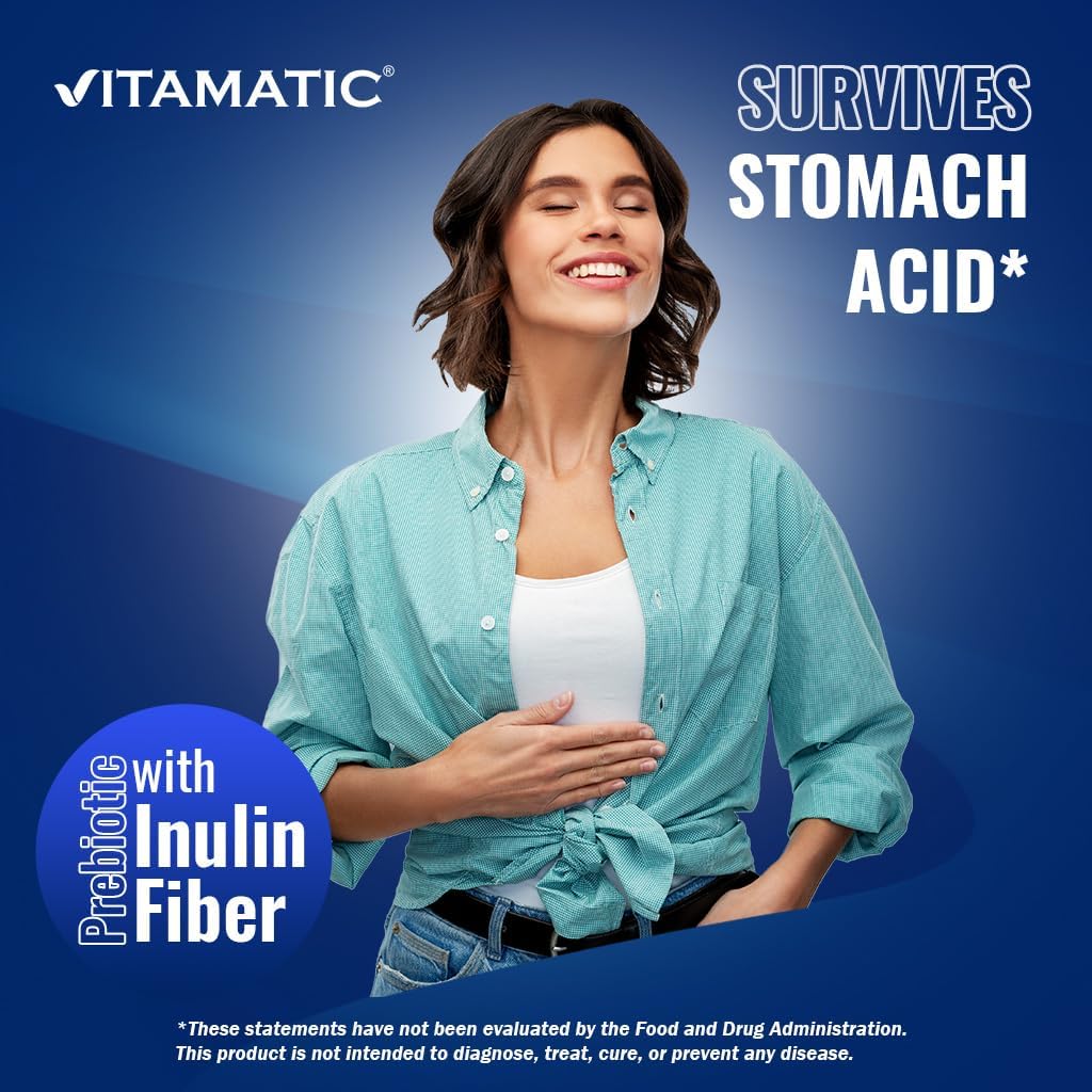 Vitamatic Lactobacillus Reuteri Complex – 22 Billion CFU per Delayed Release Capsule – 60 Capsules – Digestive & Gut Health Support – with Prebiotic Inulin Fiber - Nirvana Guru