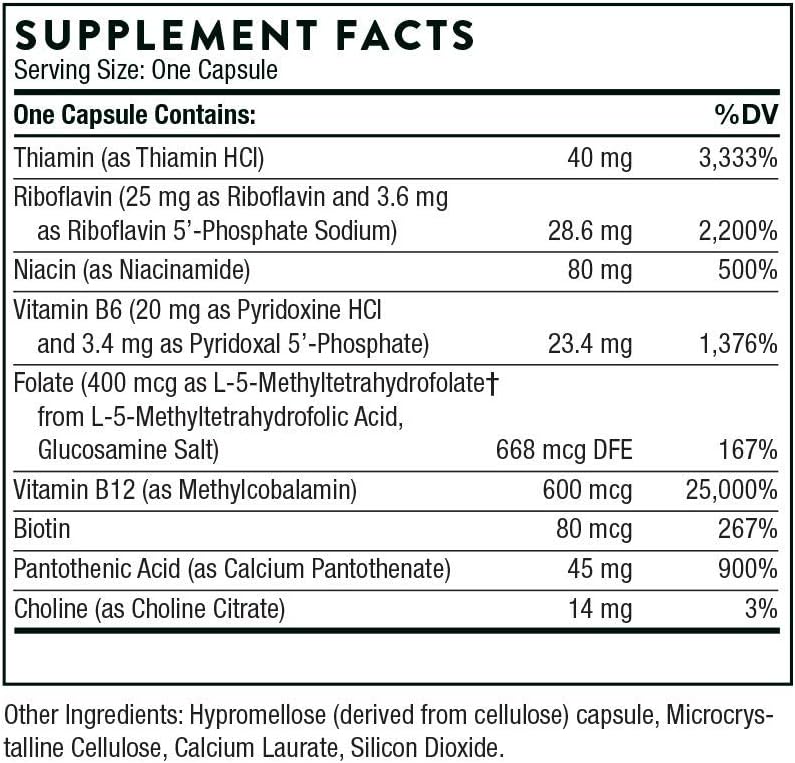 THORNE B-Complex #12 - Vitamin B Complex with Active B12 and Folate - 60 Capsules - Nirvana Guru