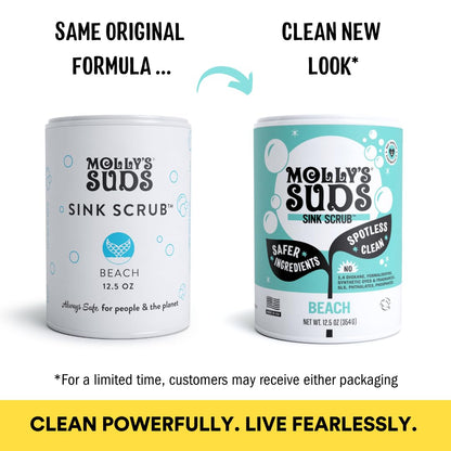 Molly's Suds Sink and All Purpose SCRUB | Gently Removes Stains, Scrubs Away Grease & Gime, Buffs out Scratches | Plant and Mineral Based | 2 Pack, Beach Scent Nirvana Guru