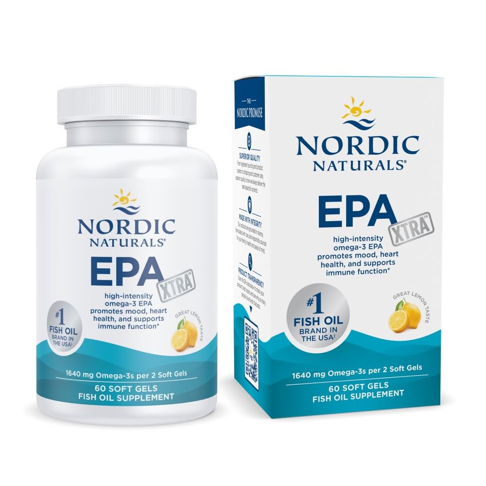 Nordic Naturals EPA Xtra, Lemon - 90 Soft Gels - 1640 mg Omega-3 - High-Intensity EPA Formula for Positive Mood, Heart Health & Healthy Immunity - Non-GMO - 45 Servings - Nirvana Guru