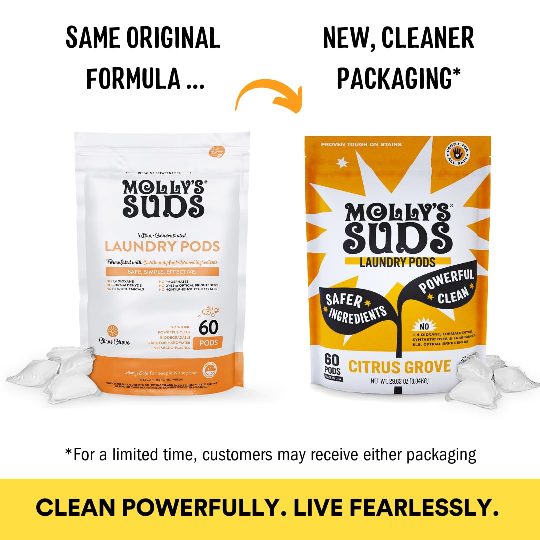 Molly's Suds Laundry Detergent Pods | Clean Detergent for Sensitive Skin | Ultra Concentrated and Stain Fighting | Peppermint - 120 Count (Value Pack) Nirvana Guru