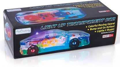 ArtCreativity Light Up Transparent Sensory Car Toy for Kids, 1PC, Bump and Go Toy Car with Colorful Moving Gears, Music, and LED Effects, Easter Toys for Toddlers, Great Birthday Gift Idea nirvanaguru