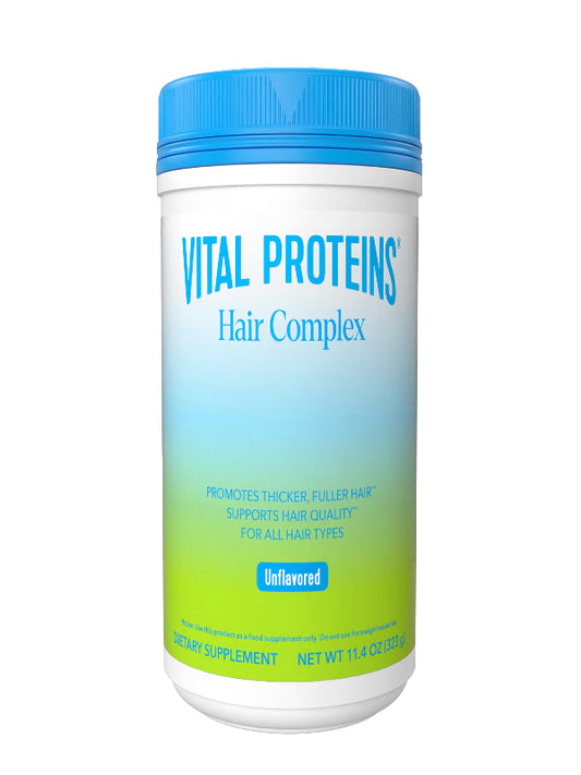 Vital Proteins Collagen Peptides + Biotin 10000mcg Hair Complex, Hair Growth Supplement - Clinically Studied Lustriva to Promote Thicker Fuller Hair, 20g Unflavored Collagen for Women 11.4oz Powder - Nirvana Guru
