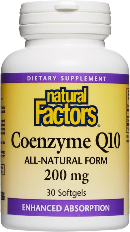 Natural Factors Coenzyme Q10 100 mg, Natural Coenzyme Q10 Supplement for Energy, Heart and Cognitive Support, 120 Softgels - Nirvana Guru