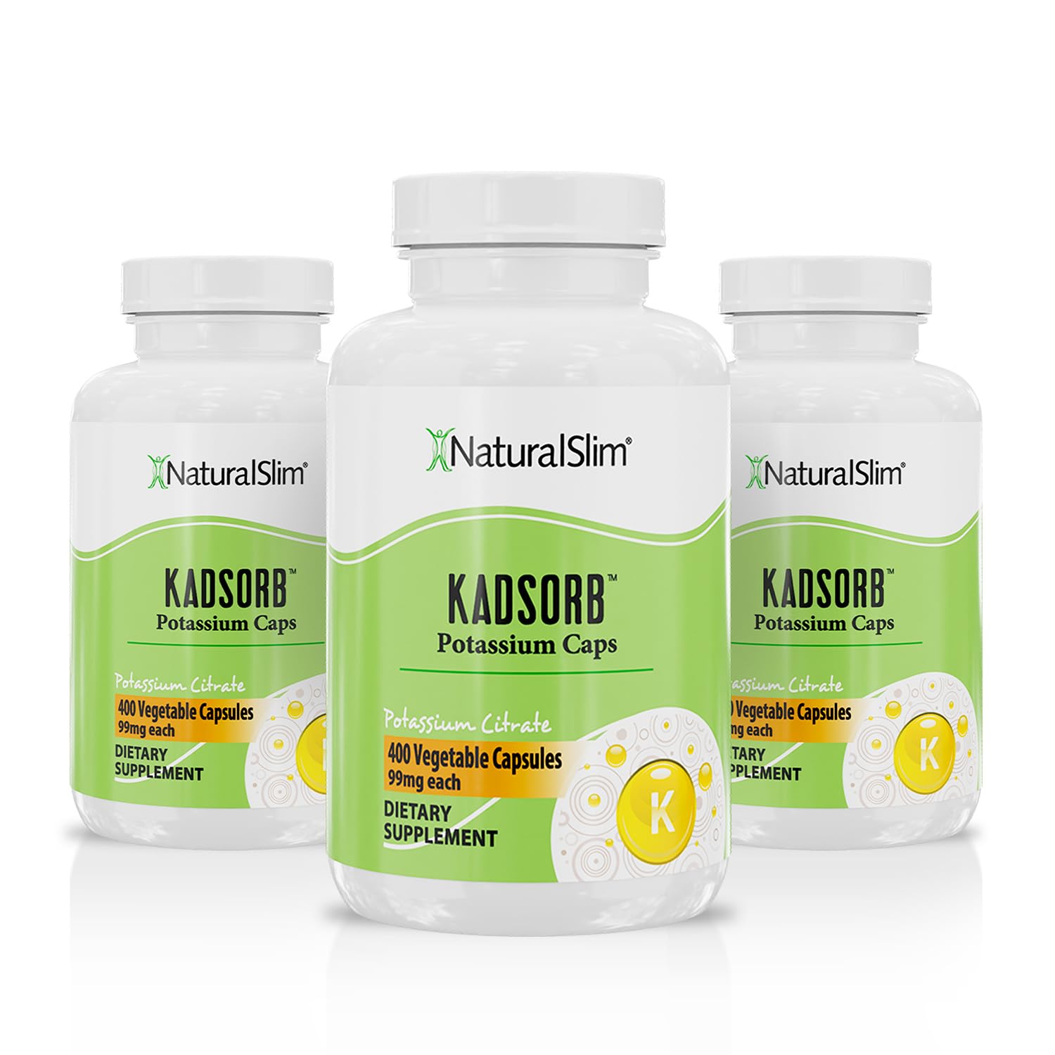 NaturalSlim Natural Potassium Citrate Gluconate 99 mg - Kadsorb Supports Electrolyte Balance & Normal pH - Absorbable Potassium Supplements with Essential Minerals - Non GMO 400 Capsules 1 Pack Nirvana Guru