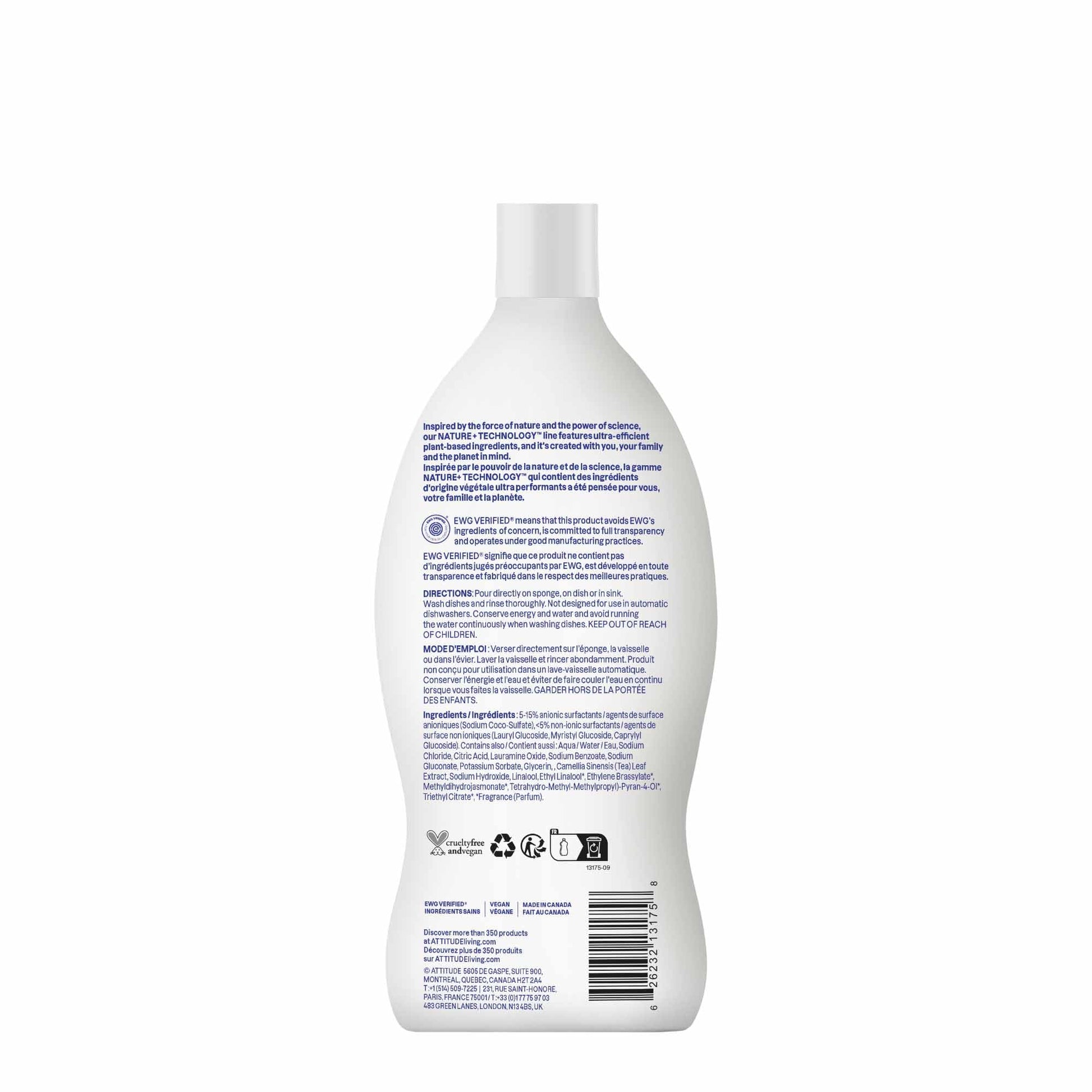 ATTITUDE Dish Soap, EWG Verified, Plant-Based & Vegan Dishwashing Liquid, Naturally Derived, Unscented, 23.7 Fl Oz Nirvana Guru