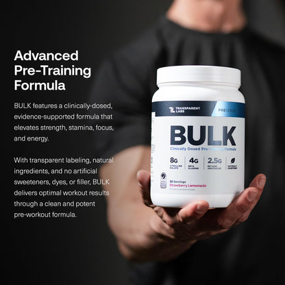 Transparent Labs Bulk Pre Workout Powder - Naturally Sweetened Advanced Pre-Workout Formula for Muscle Building and Strength - 30 Servings, Peach Mango Nirvana Guru