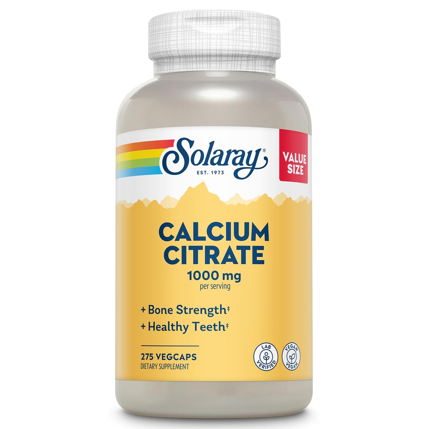 Solaray Calcium Citrate 1000mg - Chelated Calcium Supplement - Supports Bone Strength and Healthy Teeth - Easy to Digest - 60-Day Guarantee, Vegan - 68 Servings, 275 VegCaps Nirvana Guru