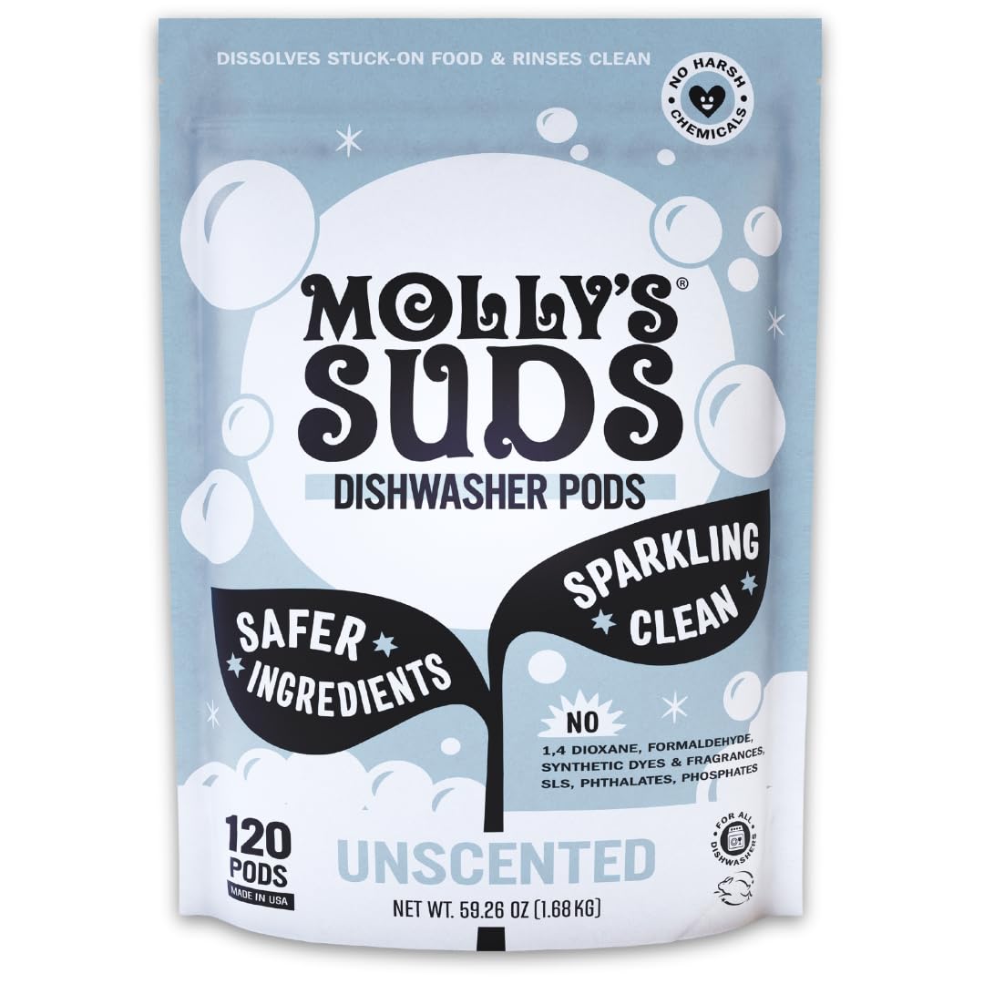 Molly's Suds Dishwasher Pods | Clean Dishwasher Detergent, Cuts Grease & Rinses Clean (Residue-Free) for Sparkling Dishes | 60 Auto-Release Tabs (Citrus) Nirvana Guru