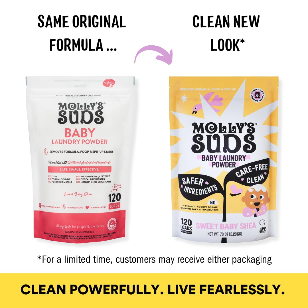 Molly's Suds Baby Laundry Detergent Powder | Removes Formula, Poop & Spit-Up Stains | Extra Gentle for Newborns (Sweet Baby Shea) Nirvana Guru