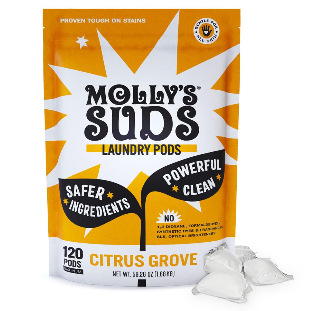 Molly's Suds Laundry Detergent Pods | Clean Detergent for Sensitive Skin | Ultra Concentrated and Stain Fighting | Peppermint - 120 Count (Value Pack) Nirvana Guru
