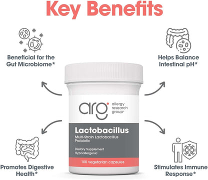 Allergy Research Group Lactobacillus Supplement - Probiotics for Men & Women, Digestive Health, Gut Health, Vegetarian Capsules - 100 Count Nirvana Guru