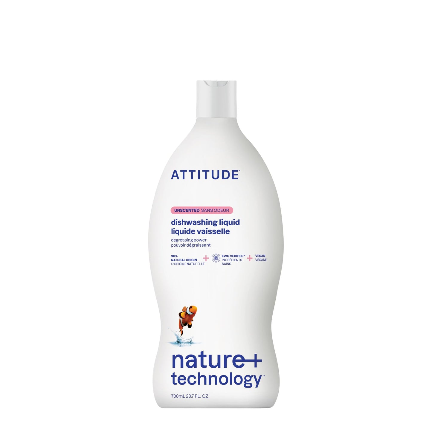 ATTITUDE Dish Soap, EWG Verified, Plant-Based & Vegan Dishwashing Liquid, Naturally Derived, Unscented, 23.7 Fl Oz Nirvana Guru