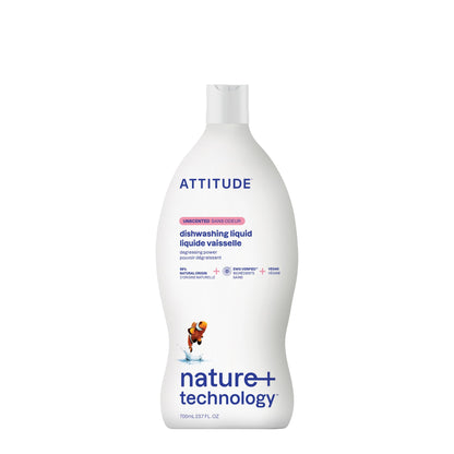 ATTITUDE Dish Soap, EWG Verified, Plant-Based & Vegan Dishwashing Liquid, Naturally Derived, Unscented, 23.7 Fl Oz Nirvana Guru