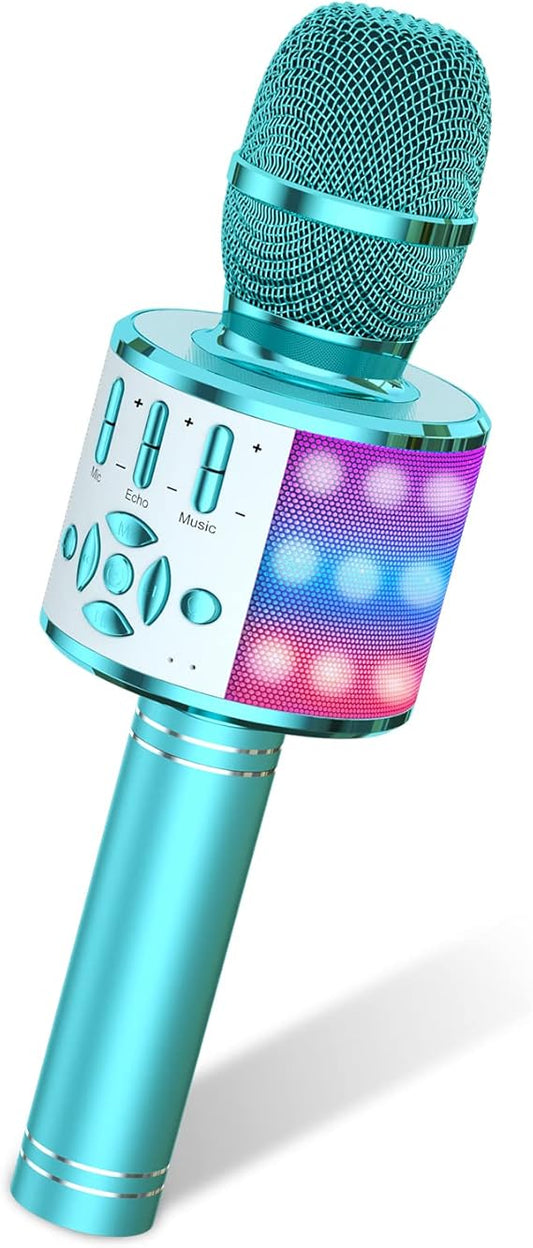 Amazmic Kids Karaoke Microphone Machine Toys for Girls Bluetooth Microphone with LED Light, Birthday Gift for Girls Boys 3 4 5 6 7 8 9 10 11 12 Year Old Kids Toys(Blue) nirvanaguru