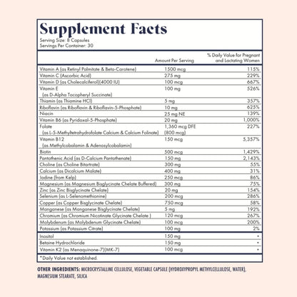 Prenatal Vitamins | Choline, folate, Vitamin D for fetal Growth, Brain Development | 26+ Vital Nutrients | Dietitian-Formulated, OBGYN Recommended, Non-GMO, 3rd Party Tested, 30 Servings Nirvana Guru