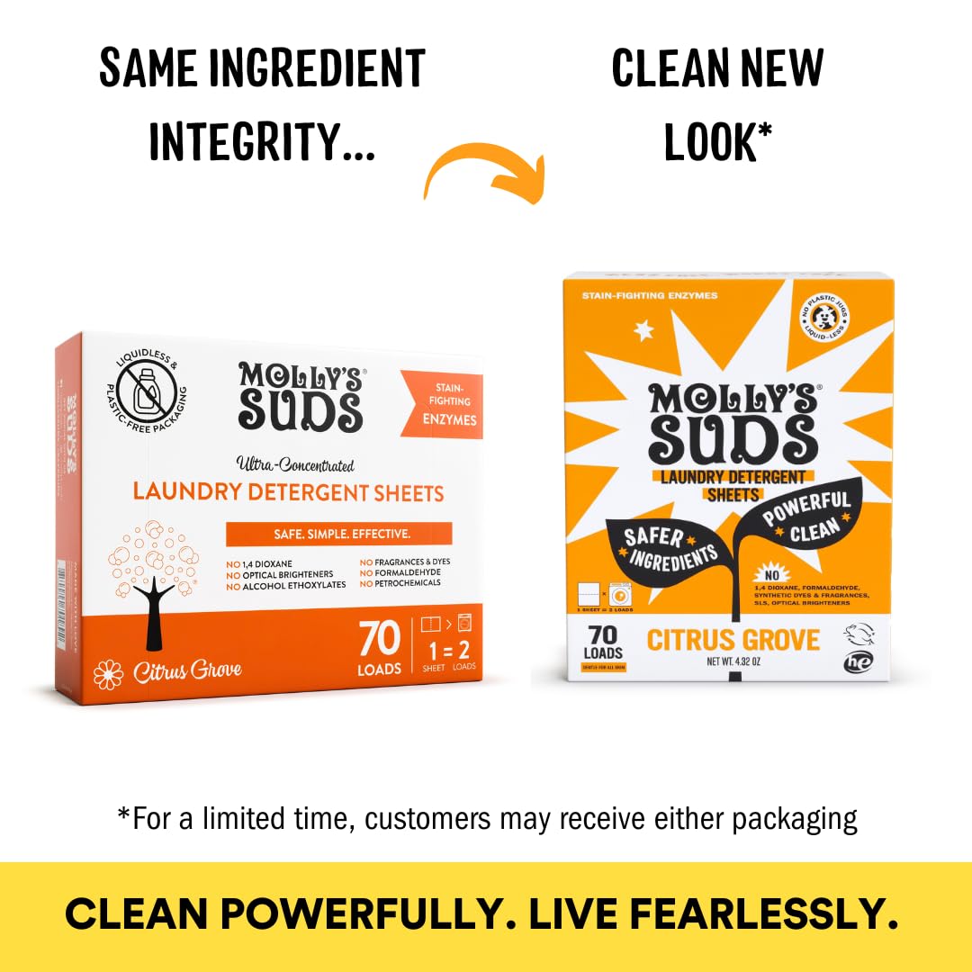 Molly’s Suds Laundry Detergent Sheets | Gentle on Sensitive Skin, Powerful Bio-Based Enzymes, Stain-Fighting | Liquidless & Plastic-Free Packaging | 70 Loads (Unscented) Nirvana Guru