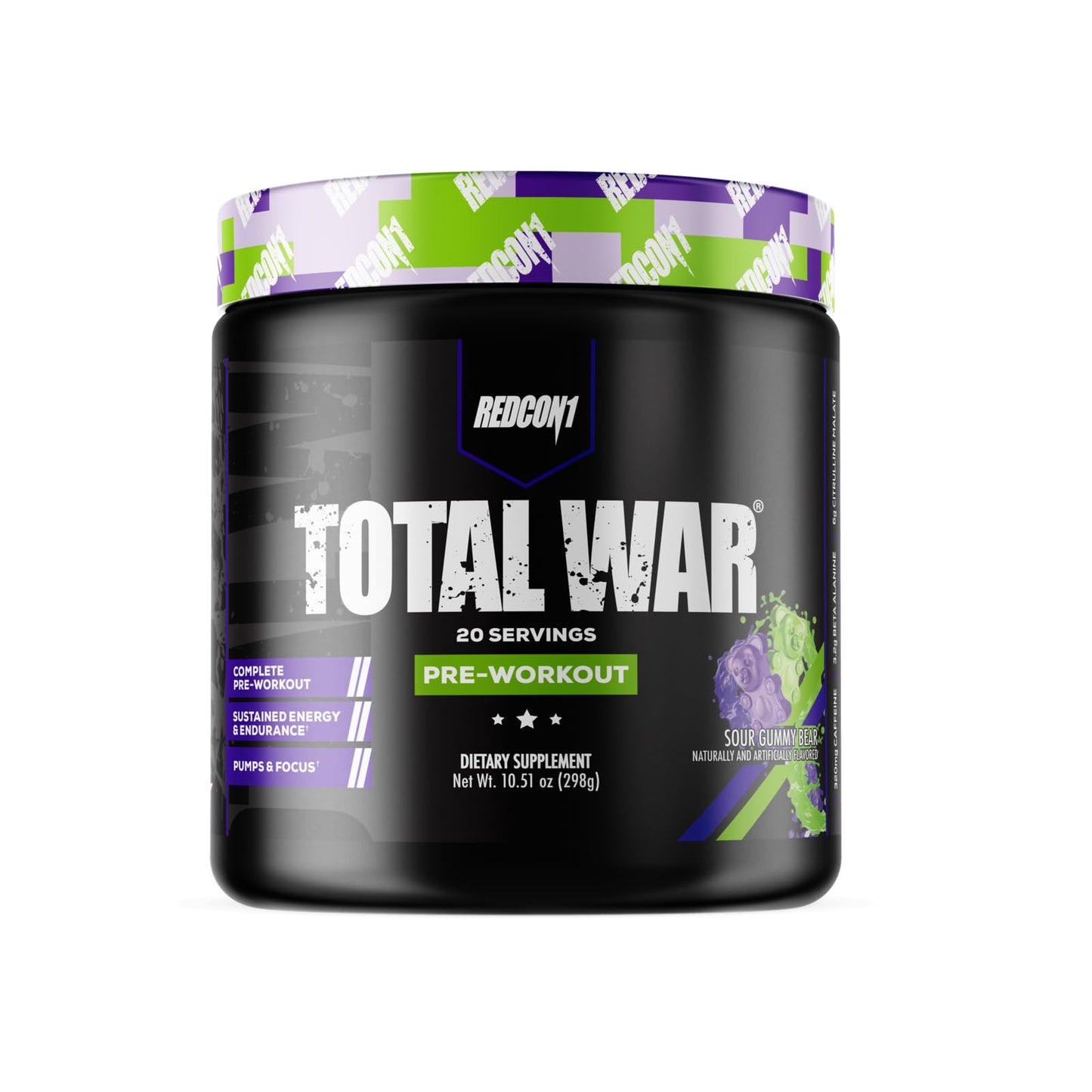 REDCON1 Total War Pre Workout Powder, Blue Lemonade - Beta Alanine + Citrulline Malate Keto Friendly Preworkout for Men & Women with 320mg of Caffeine - Fast Acting (30 Servings) Nirvana Guru