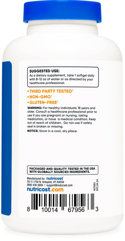 Nutricost Vitamin E 400 IU, 240 Softgel Capsules - Gluten Free, Non-GMO Nirvana Guru