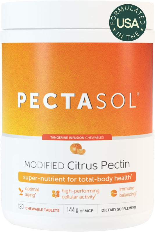 EcoNugenics PectaSol Modified Citrus Pectin – 120 Tangerine Chewable Tablets – Total-Body Health Supplement to Support Heart, Immune System, Inflammation Response + Maintain Healthy Galectin-3 Levels - Nirvana Guru