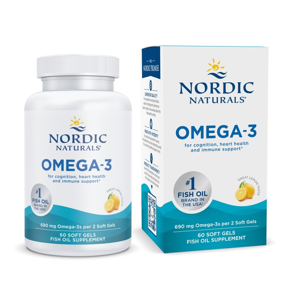 Nordic Naturals Omega-3, Lemon Flavor - 90 Soft Gels - 690 mg Omega-3 - Fish Oil - EPA & DHA - Immune Support, Brain & Heart Health, Optimal Wellness - Non-GMO - 45 Servings - Nirvana Guru