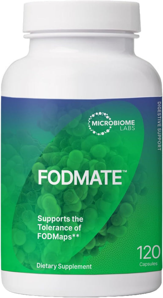 Microbiome Labs FODMATE Digestive Enzymes for Women & Men - Digestive Support for Low FODMAP Protocols & Occasional Bloating, Gas & Stomach Relief (120 Capsules) - Nirvana Guru
