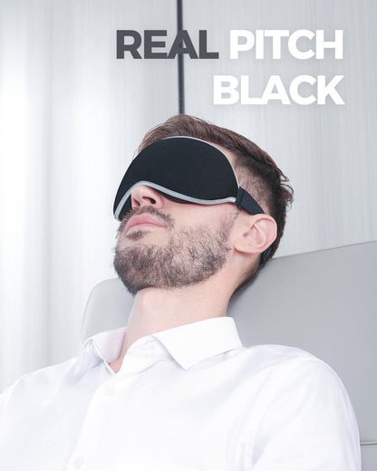 MZOO Sleep Eye Mask for Side Sleeper Men Women, Zero Eye Pressure 3D Sleeping Mask, Light Blocking Patented Design Night Blindfold, Soft Eye Shade Cover for Travel, Black
