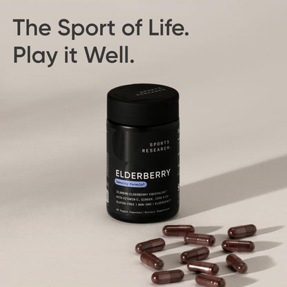 Sports Research Black Elderberry with Zinc, Vitamin C, & Vitamin D, Immune Support Supplement for Adults, 60 Capsules - Nirvana Guru