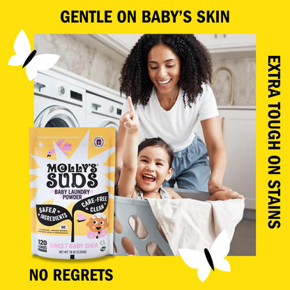 Molly's Suds Baby Laundry Detergent Powder | Removes Formula, Poop & Spit-Up Stains | Extra Gentle for Newborns (Sweet Baby Shea) Nirvana Guru