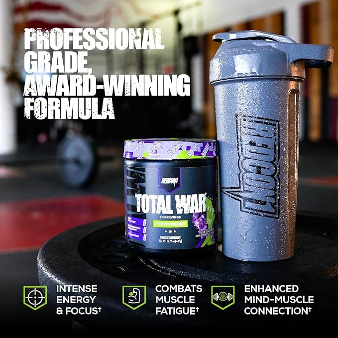 REDCON1 Total War Pre Workout Powder, Blue Lemonade - Beta Alanine + Citrulline Malate Keto Friendly Preworkout for Men & Women with 320mg of Caffeine - Fast Acting (30 Servings) Nirvana Guru