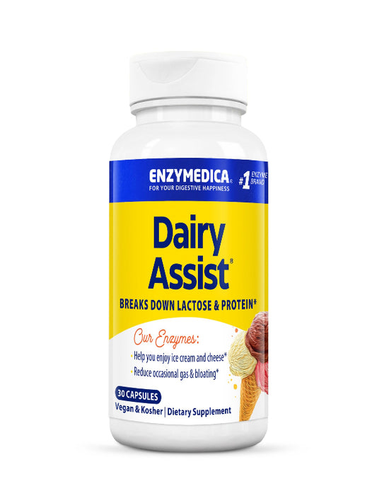 Enzymedica, DairyAssist, Digestive Enzymes for Complete Dairy Digestion & Lactose Intolerance, 30 Count - Nirvana Guru