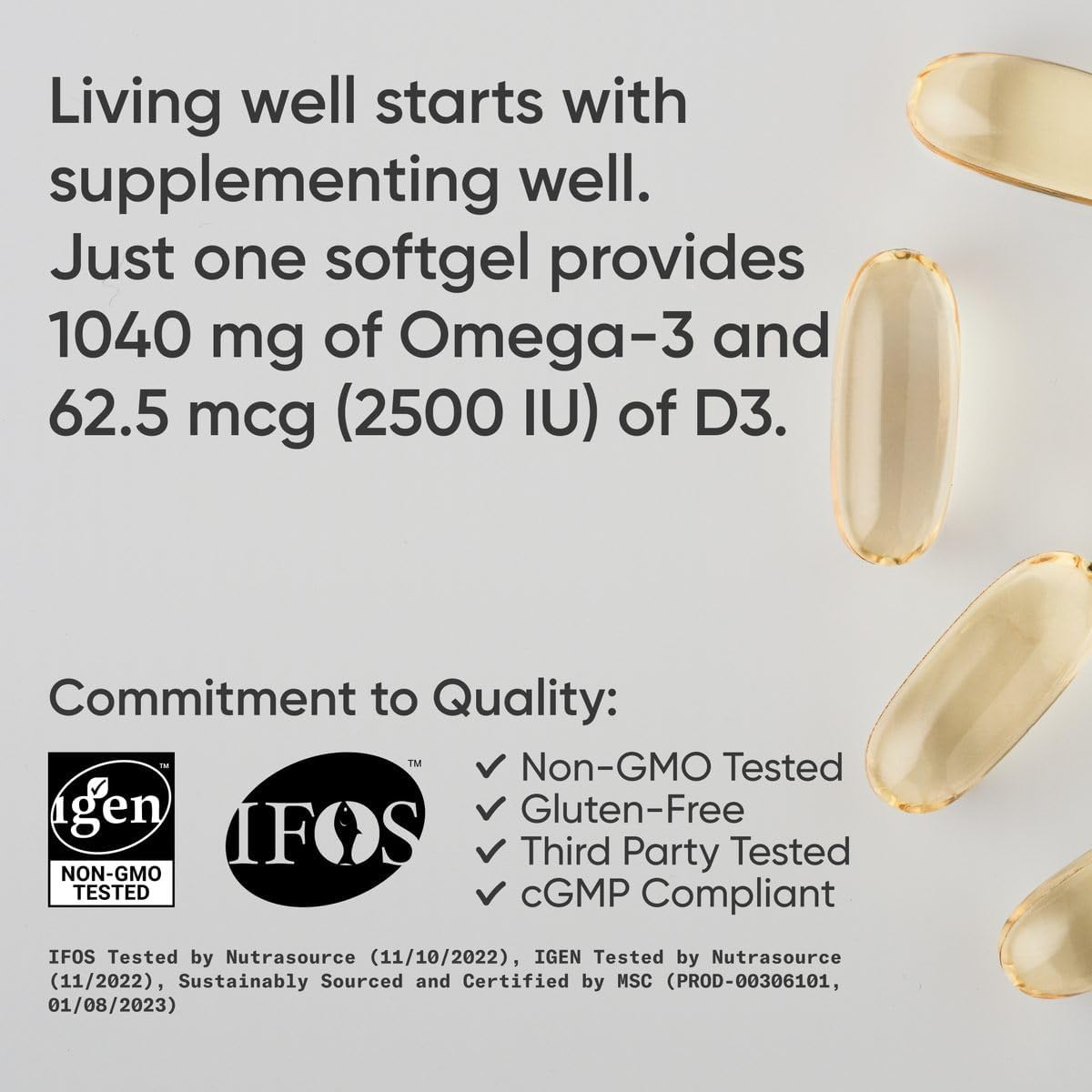 Sports Research® Alaskan Omega-3 Fish Oil 1040mg + Vitamin D3 2500iu - Supports Brain & Heart Health - MSC Certified Sustainable · Wild-Caught · Non-GMO · Triglyceride Form - 120 Count Softgels - Nirvana Guru
