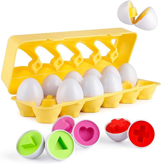Coogam Matching Eggs 12 pcs Set Color & Shape Recoginition Sorter Puzzle for Toddlers Easter Travel Game Early Learning Educational Fine Motor Skill Montessori Gift for Year Old Kids nirvanaguru