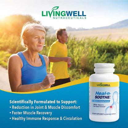 HEAL-N-SOOTHE Proteolytic Enzymes - Natural Joint Support Supplement - Unique Blend of Bromelain, Papain, Boswellia, and Turmeric - 90 Count Nirvana Guru