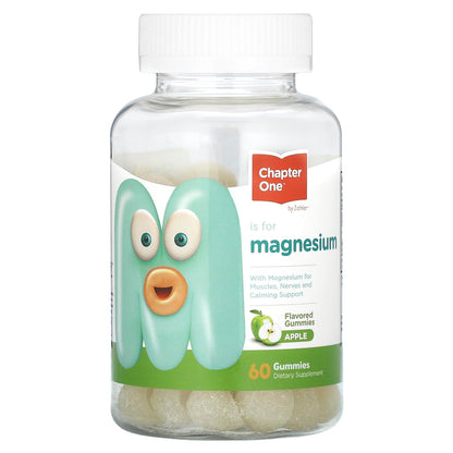 Chapter One Magnesium Gummies for Kids & Adults - Natural Calm Gummies - Calm Magnesium Citrate - Bone and Muscle Function Supplements for Kids & Adults - Mood Support, Kosher Apple Flavor (60) - Nirvana Guru