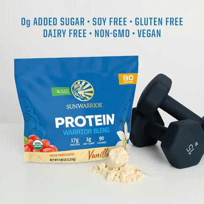 Organic Plant Based Protein Powder | Vegan Organic Protein Powder Vanilla Flavored with BCAA Amino Acids & Hemp Seed Pea Blend | Non-GMO Soy Dairy Filler & Gluten Free (Vanilla, 32 Servings) - Nirvana Guru