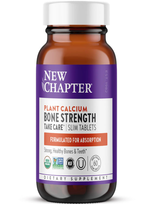 New Chapter Calcium Supplement - Bone Strength Organic Calcium with Magnesium, Vitamin D3+K2, 70+ Trace Minerals for Bone Health, Gluten Free, Easy to Swallow Slim Tablets - 120 Count Nirvana Guru