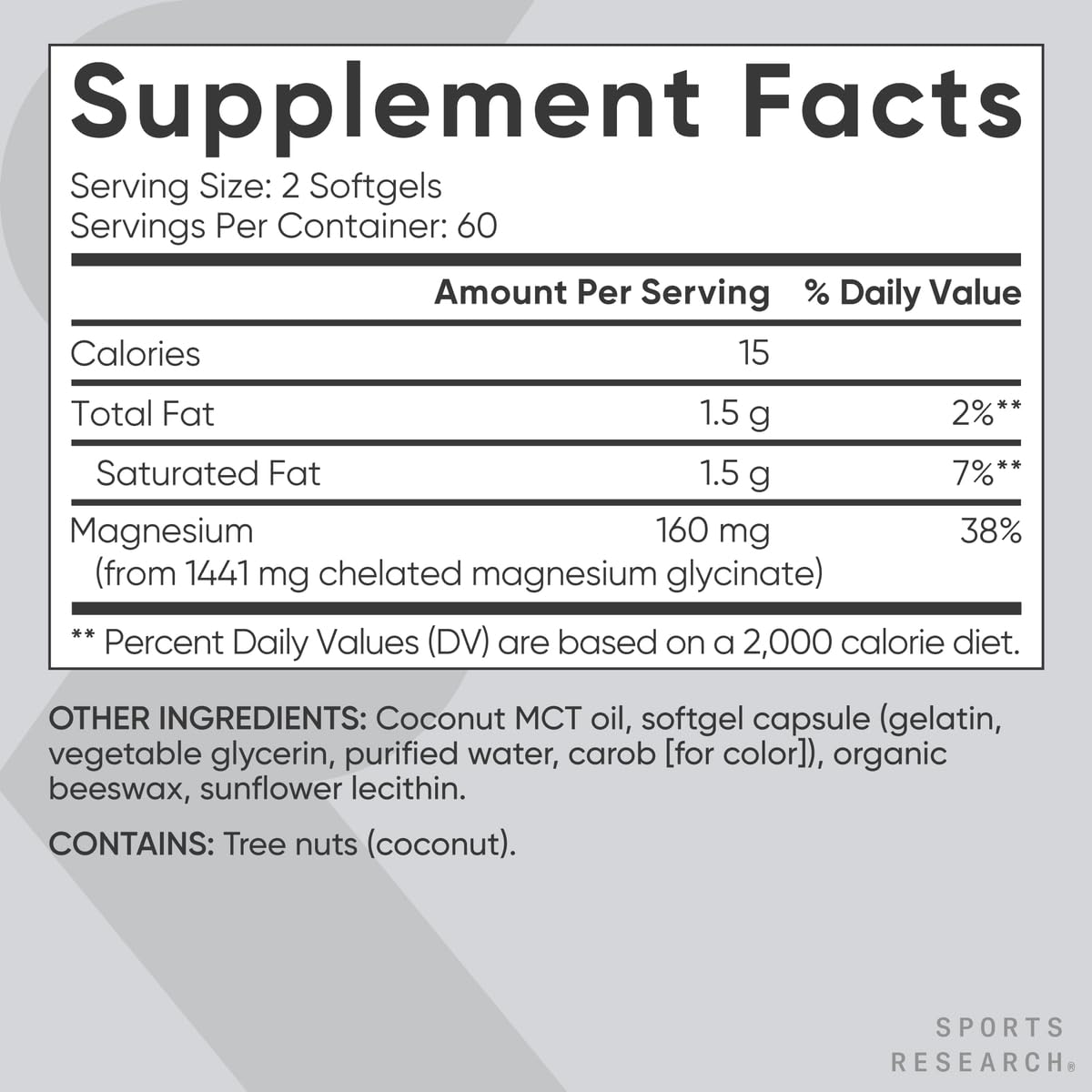 Sports Research® Magnesium Glycinate - Supports Restful Sleep & Enzymatic Processes - 160 mg Chelated Magnesium - Vegan Capsule - 90 Count - Nirvana Guru