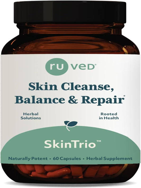 ruved SkinTrio - Neem Pills, Neem Supplement, Neem Capsules with Organic Neem Extract & Amla for Acne, Clear Skin Supplement - 60 Vegetarian Capsules (1 Count) Nirvana Guru