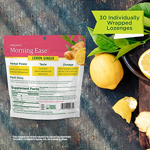 Traditional Medicinals Lozenges, Organic Morning Ease Lemon Ginger, Relieves Nausea & Morning Sickness Associated w/Normal Pregnancy, 30 Individually Wrapped Lozenges - Nirvana Guru
