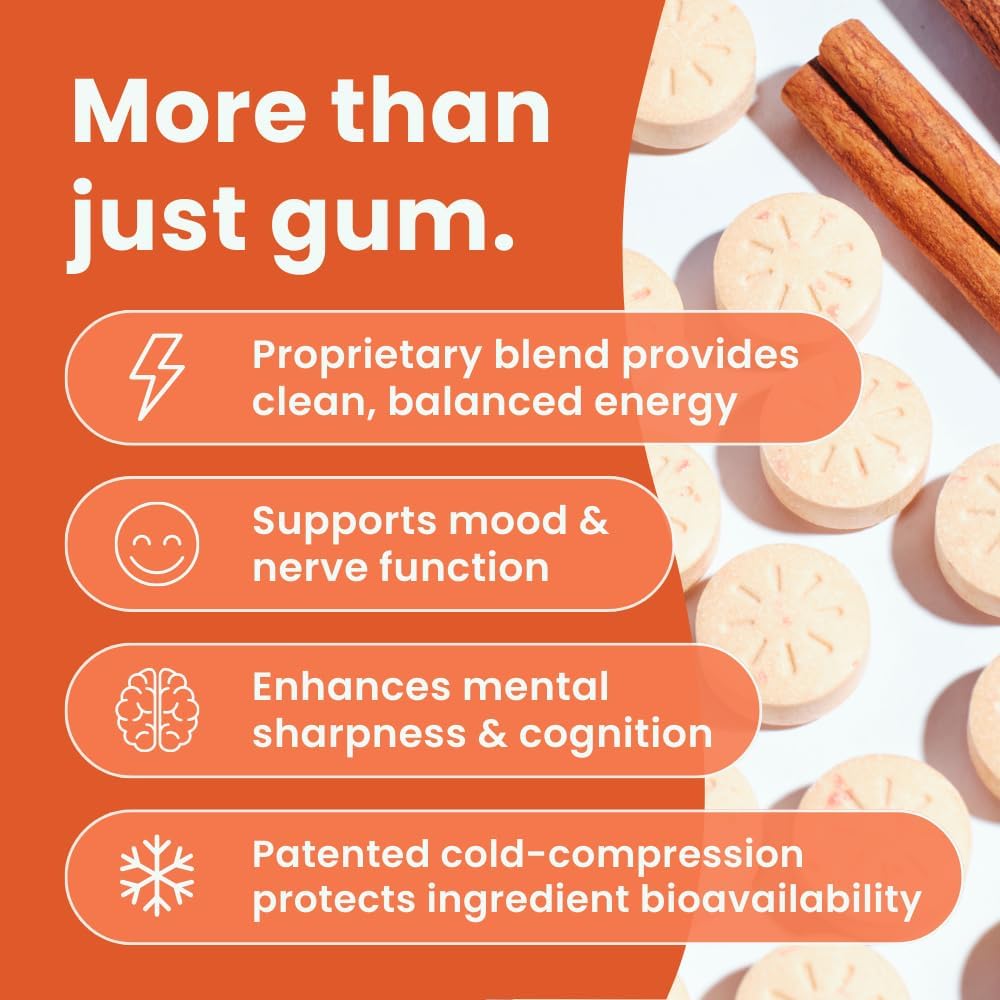 NeuroGum Energy & Focus Gum (Peppermint, 54 Pieces) | 40mg Natural Caffeine + L-Theanine + Vitamin B12 & B6 + Xylitol | Sugar Free Nootropic Cognitive Brain Performance Supplement