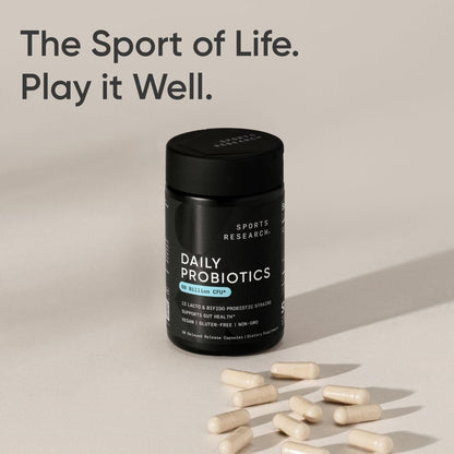 Sports Research Daily Probiotics with Prebiotics, 60 Billion CFU - Vegan Capsules for Gut Health & Digestive Support, Probiotics for Women & Men - Non-GMO Verified & Gluten Free - 30 Count - Nirvana Guru