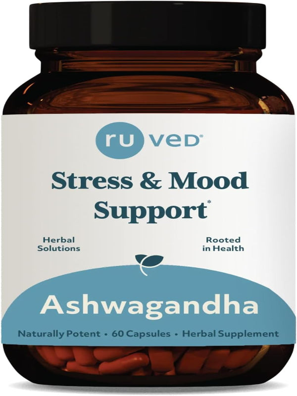RU Ved Ashwagandha Ayurvedic Supplement Stress and Mood Support (60 Capsules) Nirvana Guru